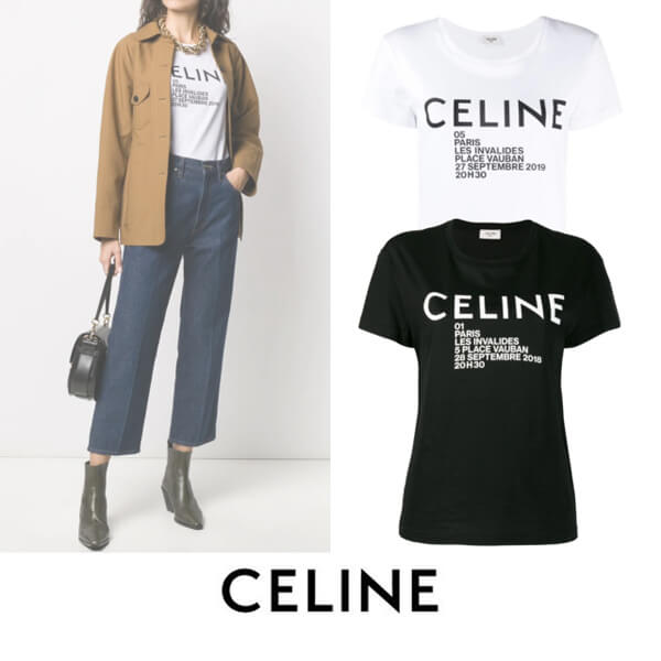 20AW【CELINE セリーヌTシャツ コピー】Celine Paris ロゴプリント 2X314864J 01OB